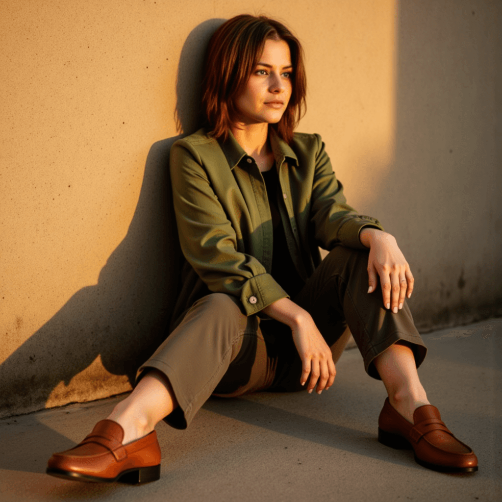 AI B&W Фото: Уютный Преппи в Золотом Свете