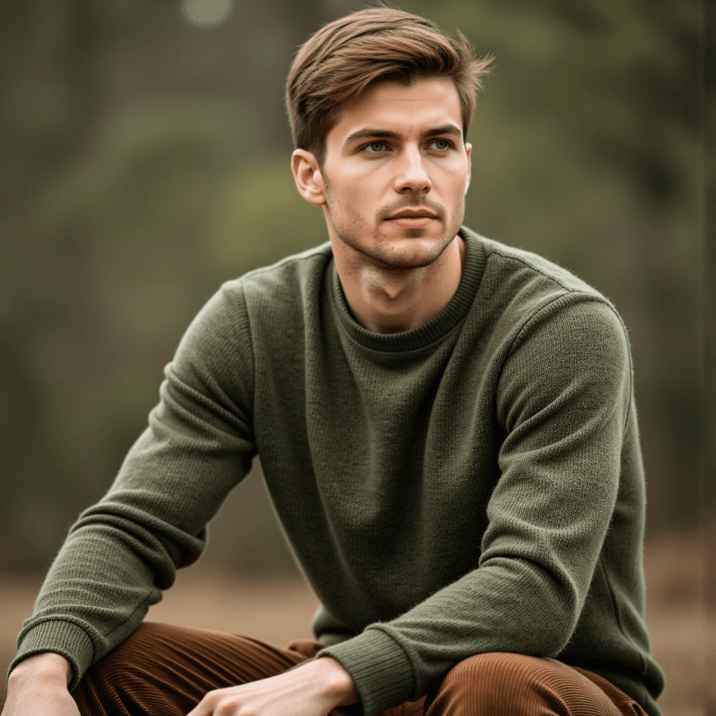 AI Мужской порт
рет на природе: Уют и Думы