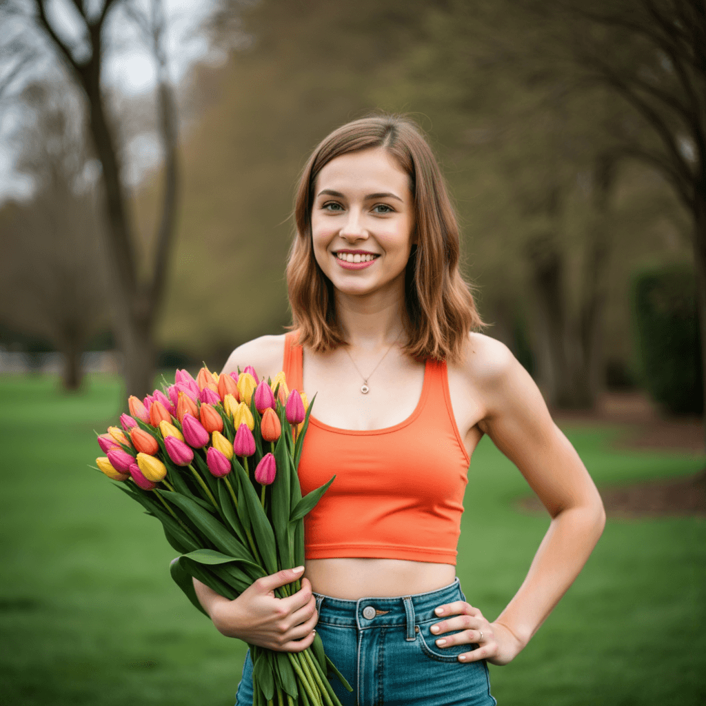 Retro Mom Jeans и Тюльпаны: Идеи для Фото