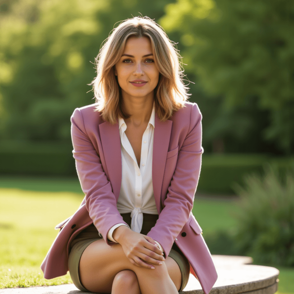 AI Casual Photos: Pink & Khaki Style