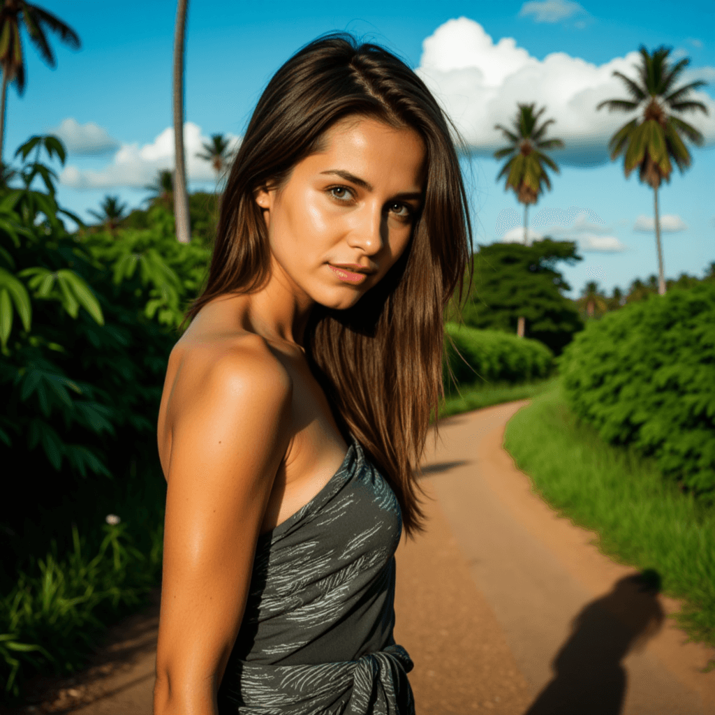 AI Сельский Портрет: Тропический Закат