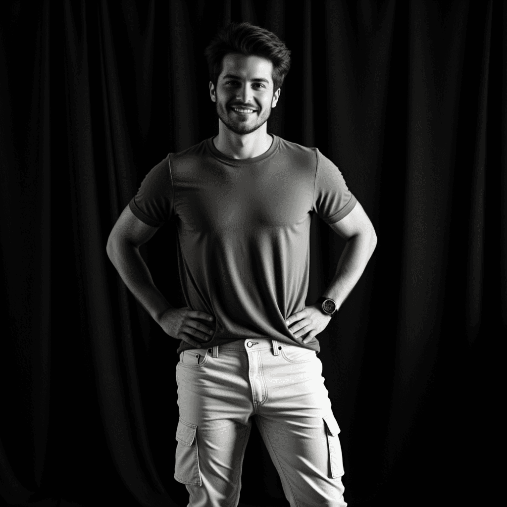 AI Черно-белый Мужской Портрет: Натуральная Харизма