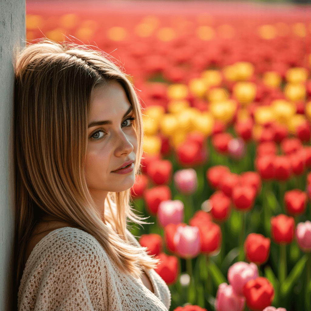 Нежная фотосессия с тюльпанами: интроспективный портрет