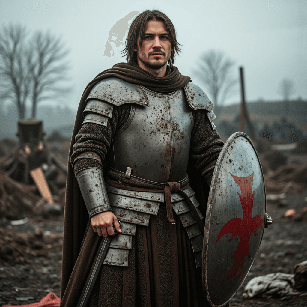 Нуарный Средневековый Воин: Портрет ИИ