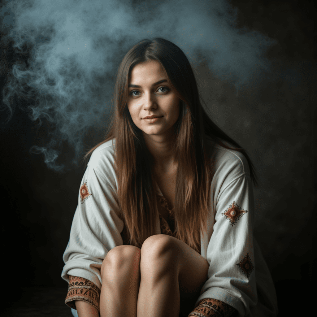 Дымчатая Меланхолия: Фотосессия в Белом Тунике