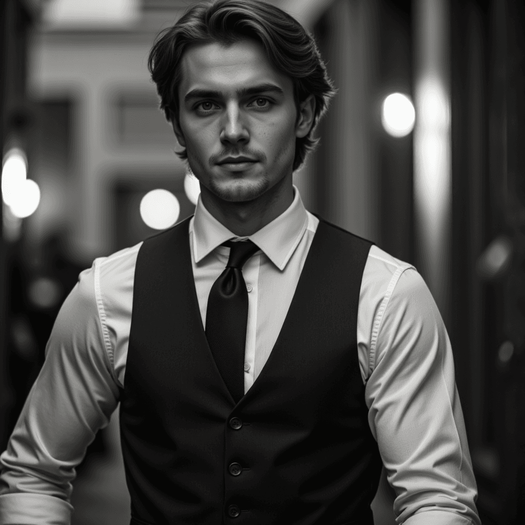 AI Мужской Портрет: Глубина Ч/Б