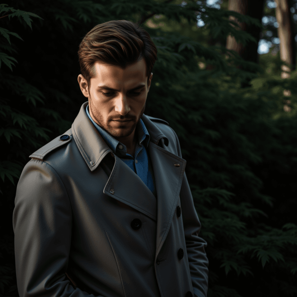 AI Нуар: Мужской Портрет на Природе