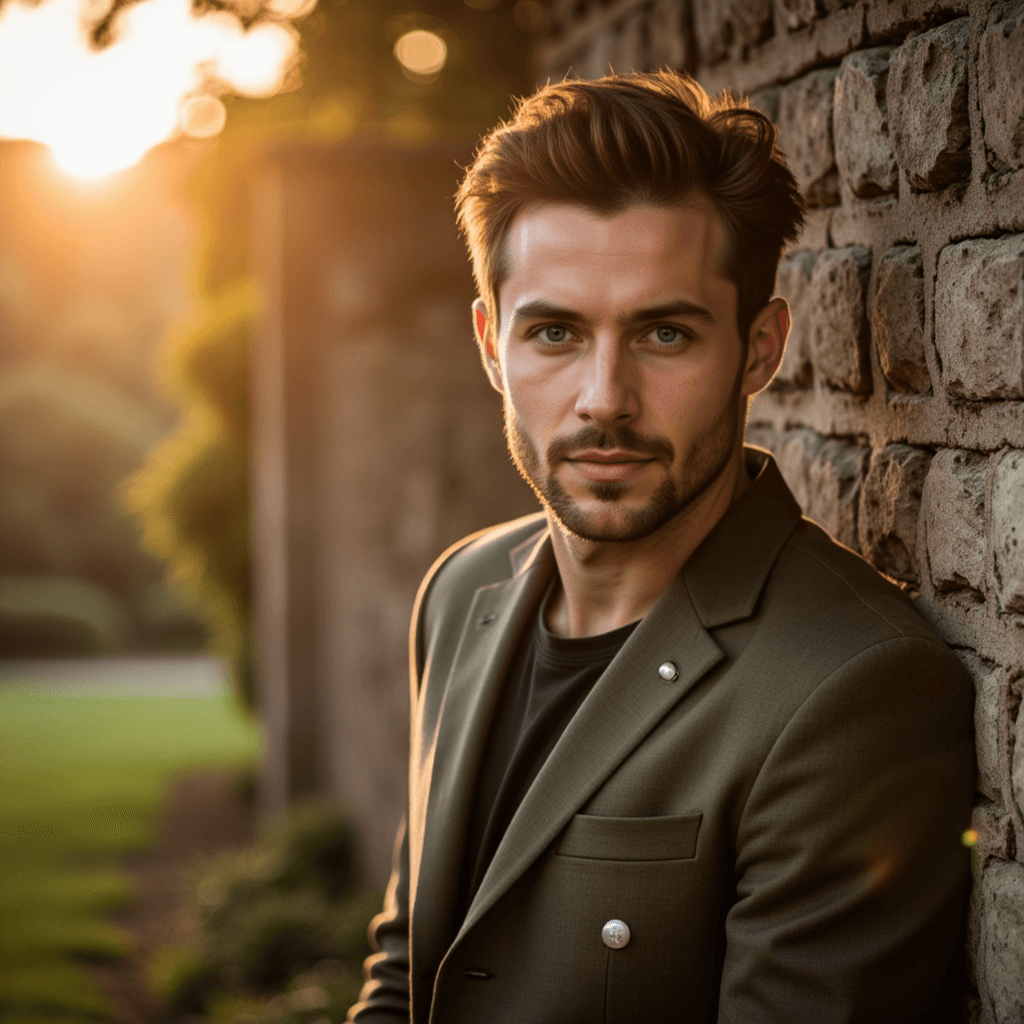 AI Портрет: Мужчина в Блейзере на Природе