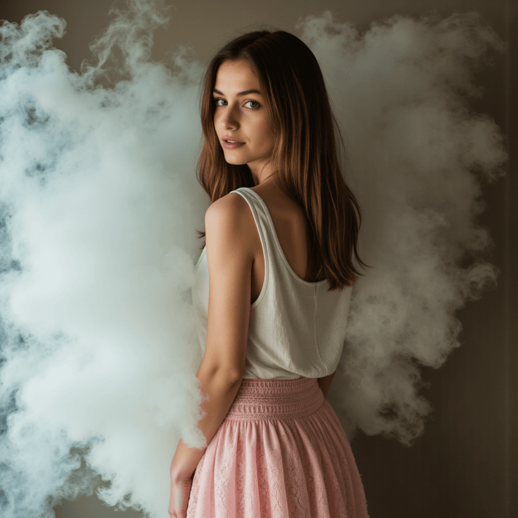 Дым и кружева: нежная фотосессия с моделью
