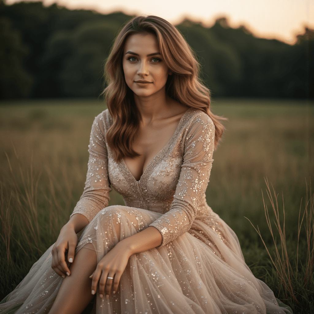 Гламурный портрет в природе: Сияние вечера