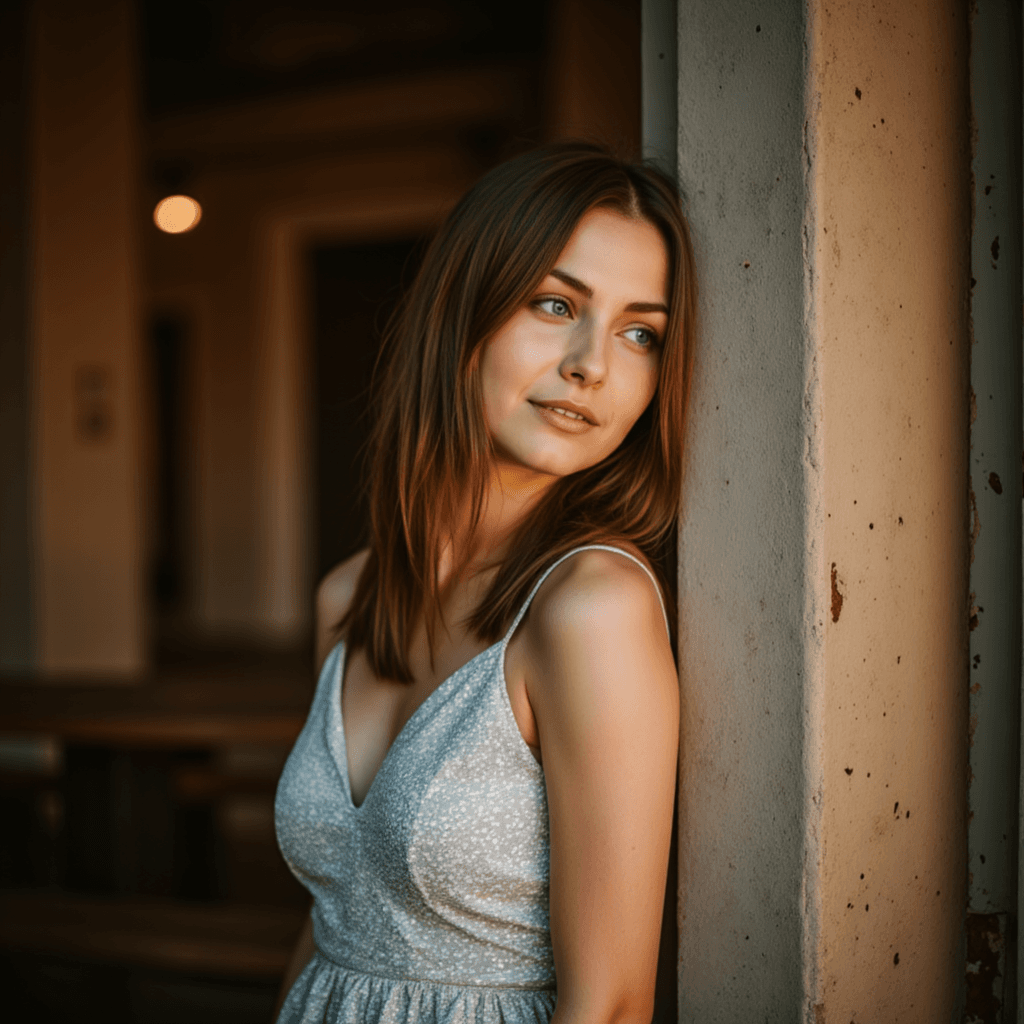 AI-Портрет: Спокойствие в серебре и свете