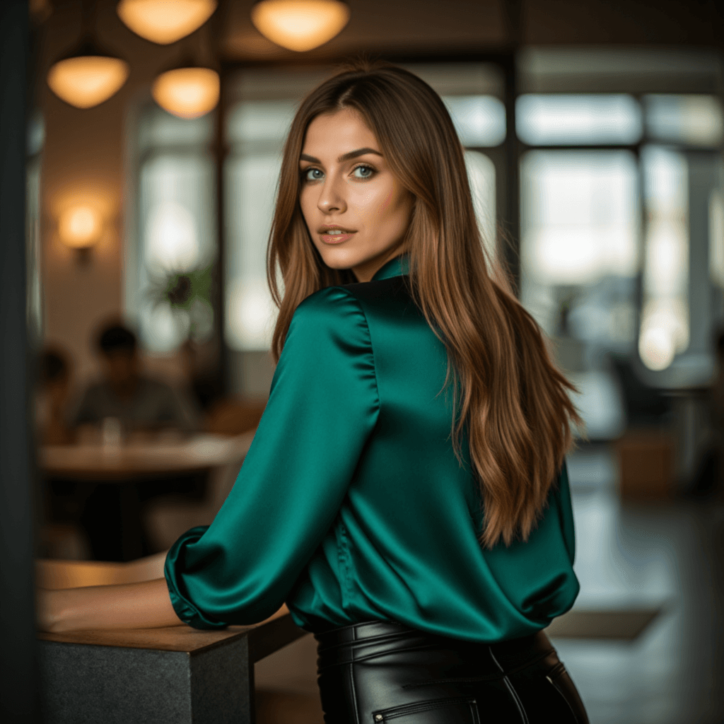 Urban-chic портрет в офисе: Изумрудный стиль