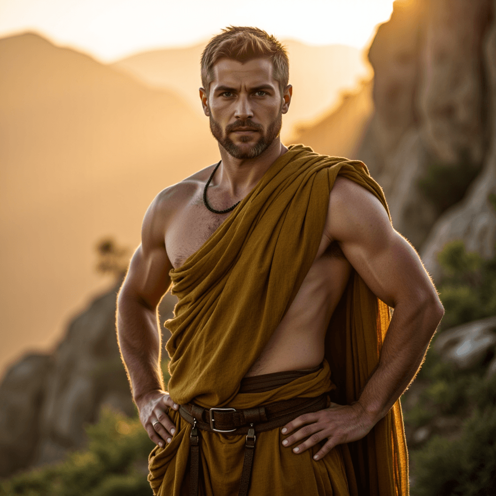 AI Средневековый Воин: Оливковый Отсвет Утро