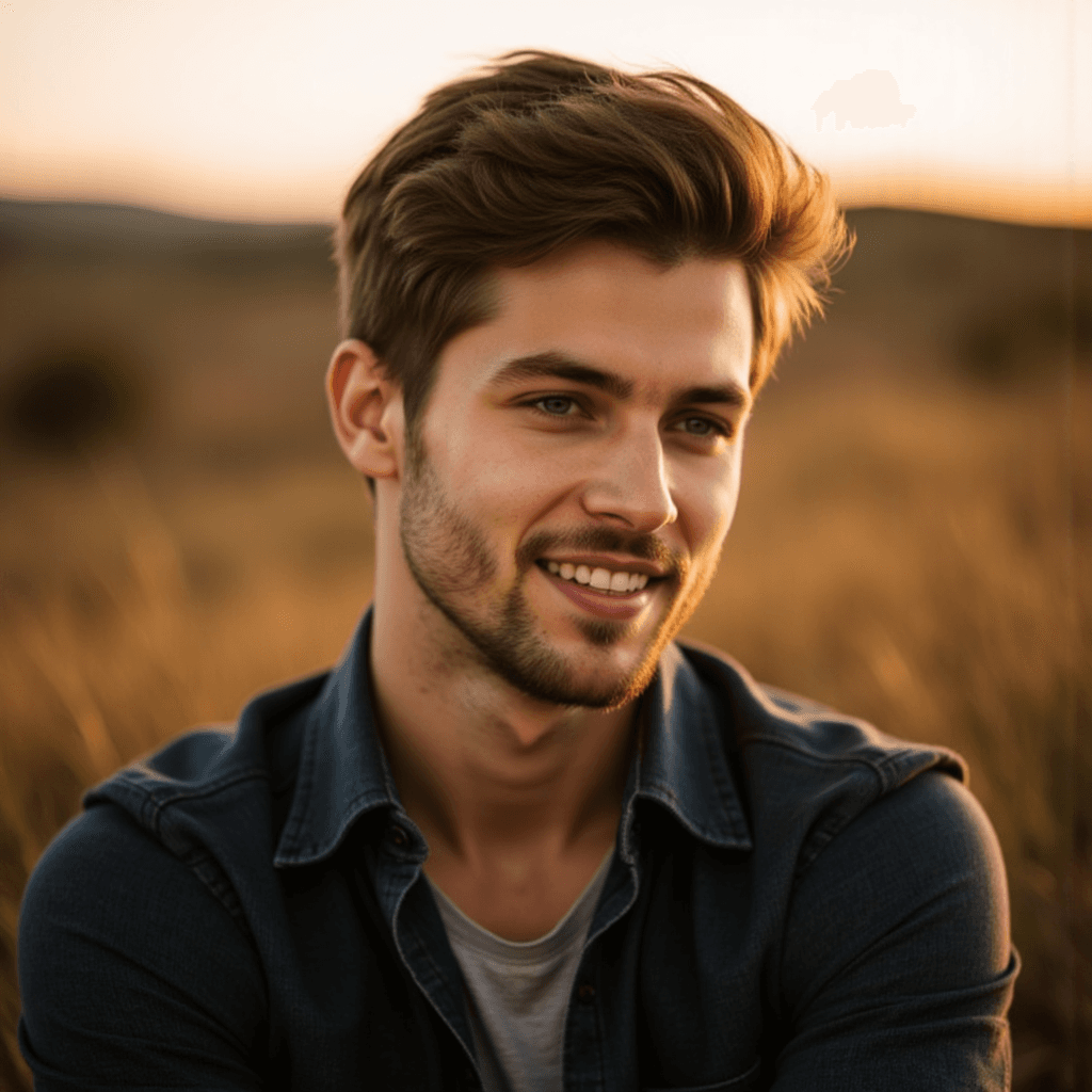 Хипстерский портрет на природе в золотой час