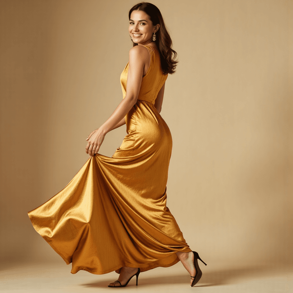 Полароид: золотой шелк и вечерняя мода