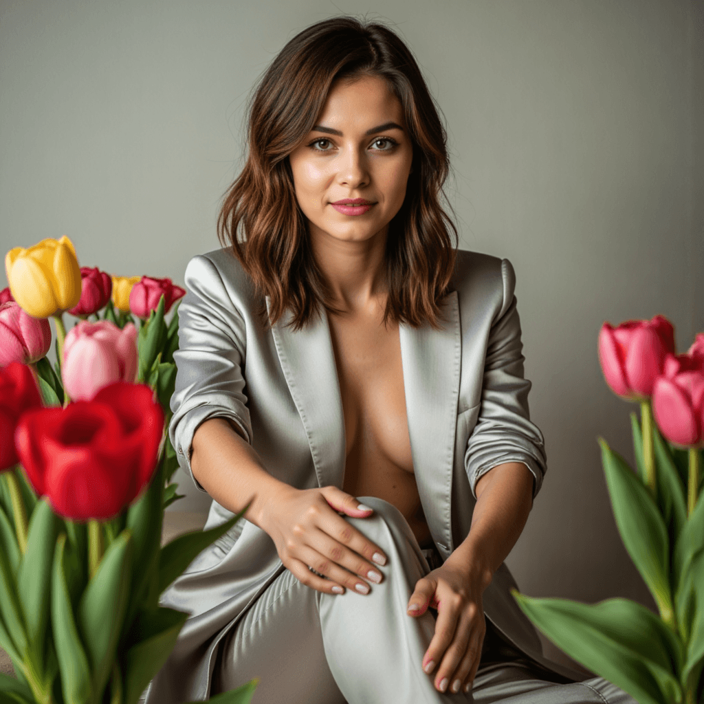 Шикарный образ: фотосессия в тюльпанах