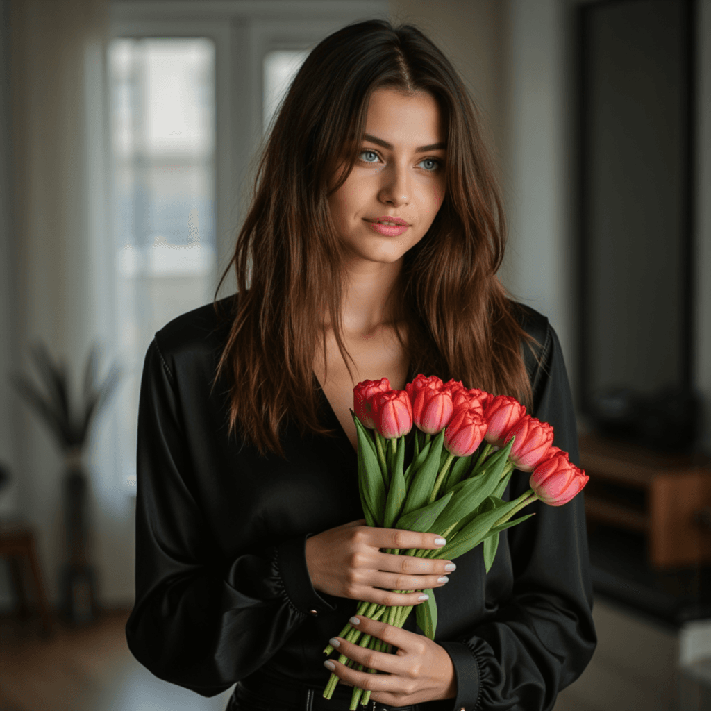 Фотосессия: городской шик и нежные тюльпаны