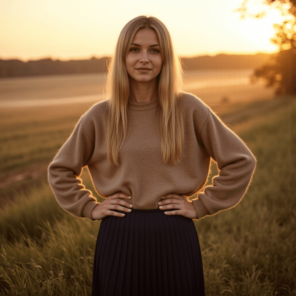 AI-Фото: Сельский Портрет в Золотом Свете