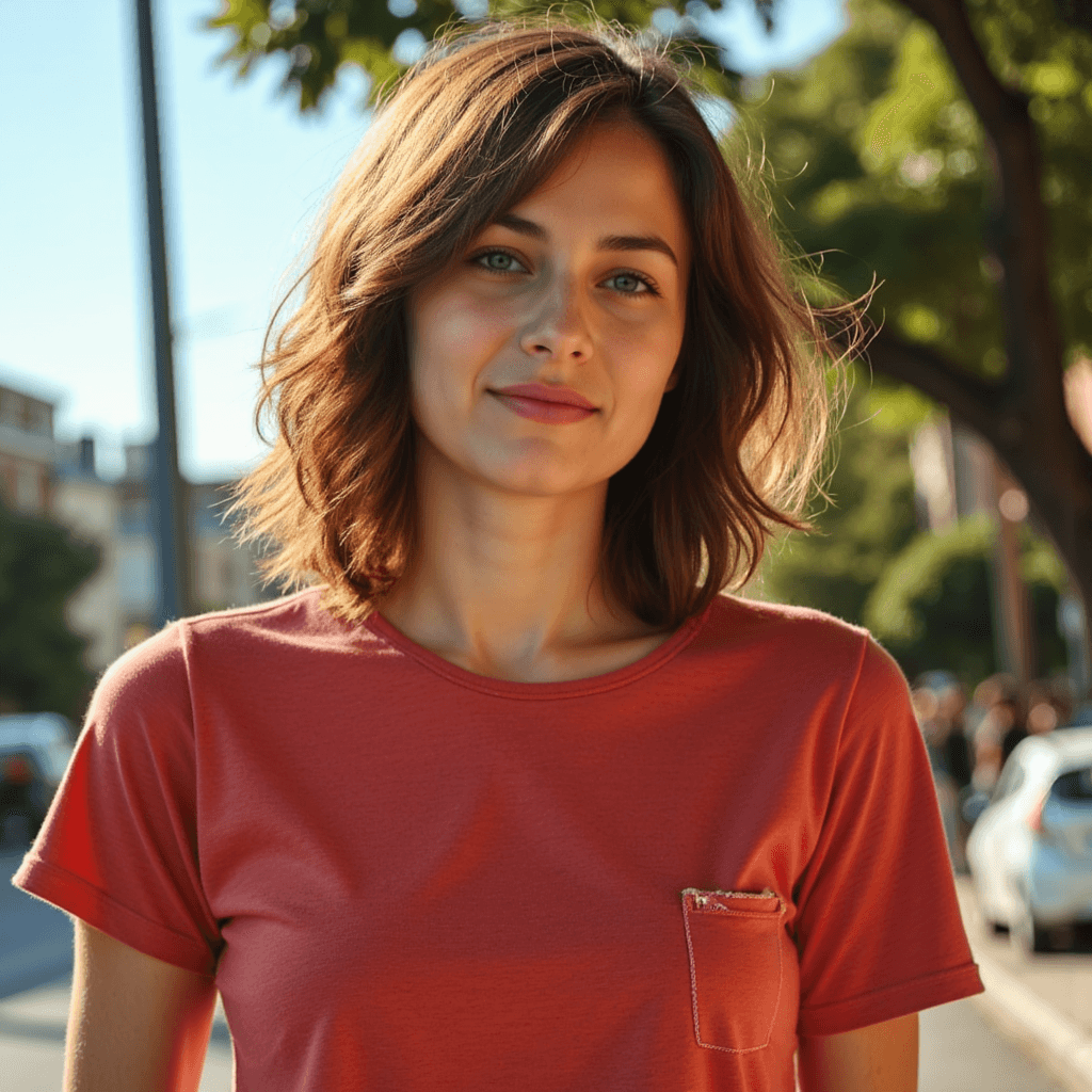 RAW Фотосессия в стиле Polaroid: Хипстер в красном футболка.