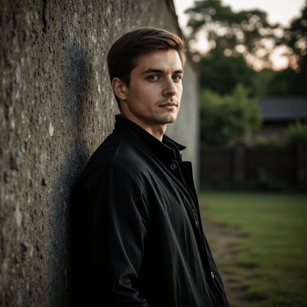 AI: Мужской портрет на природе в сумерках