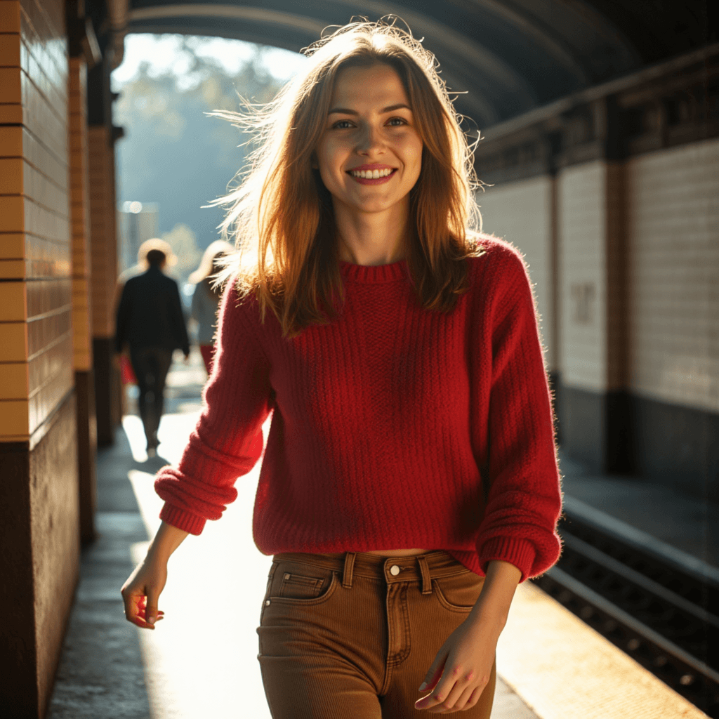 Метро: Русскии портрет в красном свитере