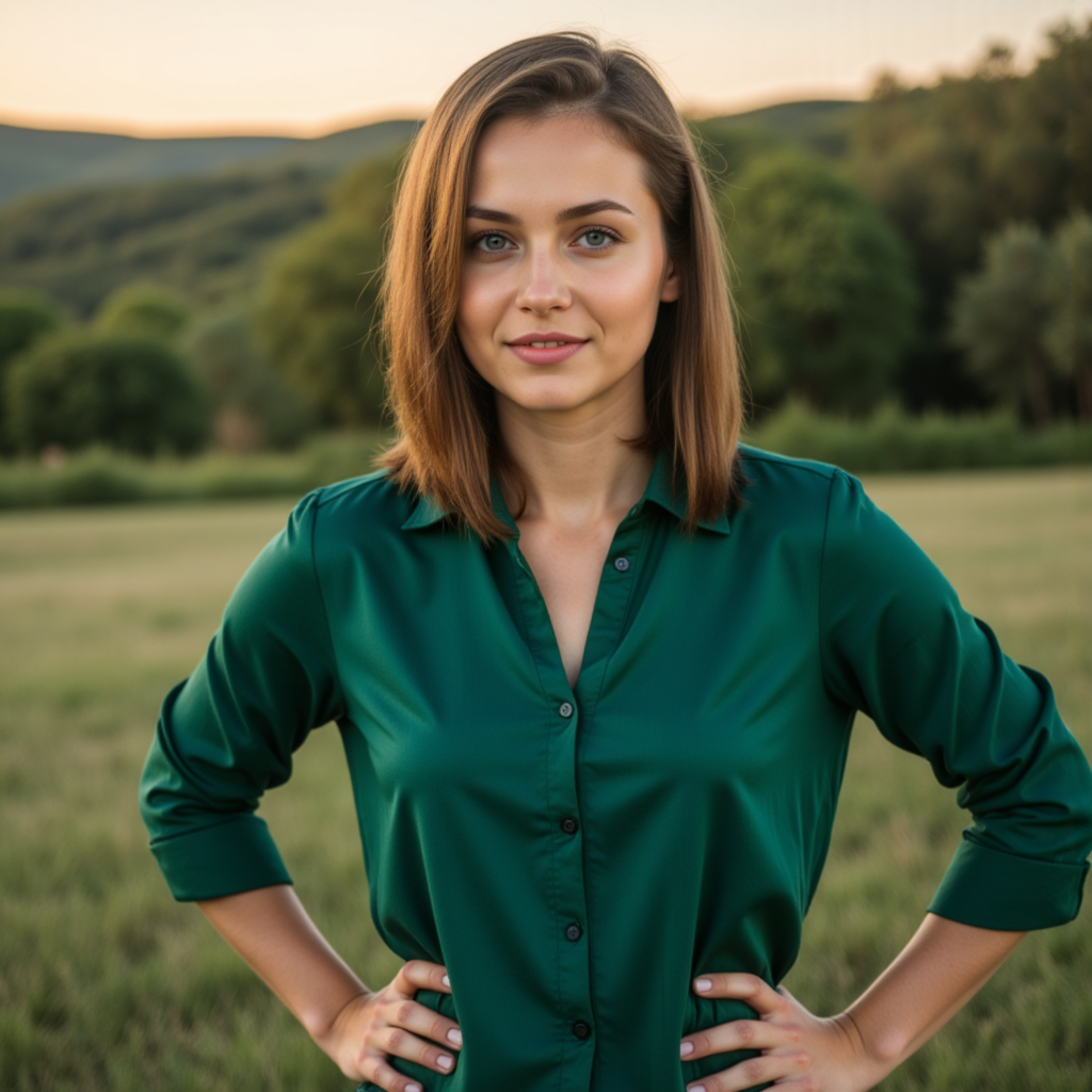 Изумрудная элегантность: Фотосессия в мягком свете
 - Фотосессия с нейросетью