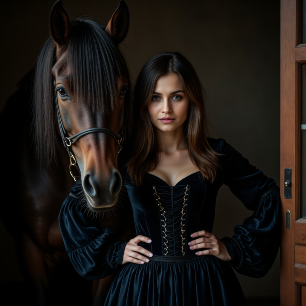 Готика и лошадь: Фотосессия с меланхолией - Фотосессия с нейросетью