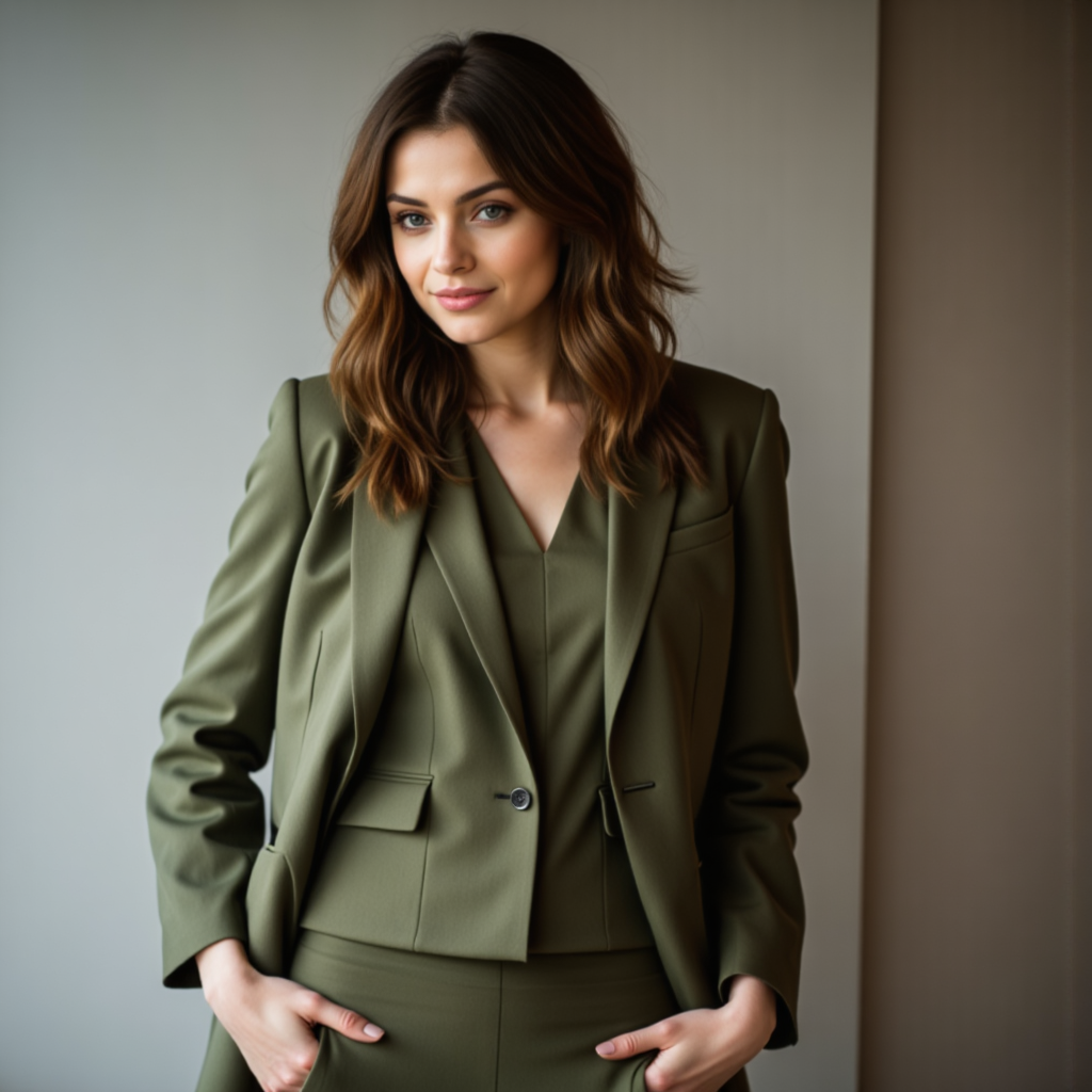 Нейросеть: Бизнес-фото в Olive Блейзере (Softbox) - Фотосессия с нейросетью