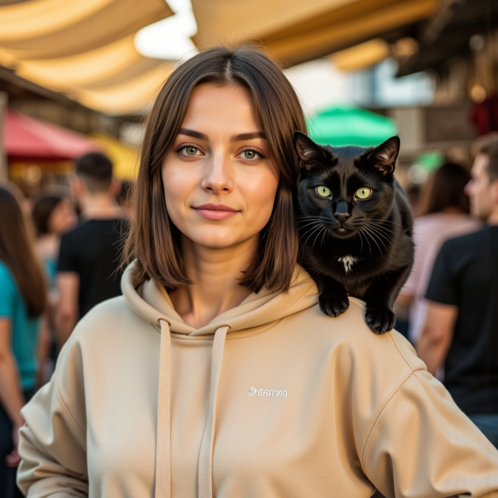 Черная кошка в стритстайл: фотосессия в RAW
