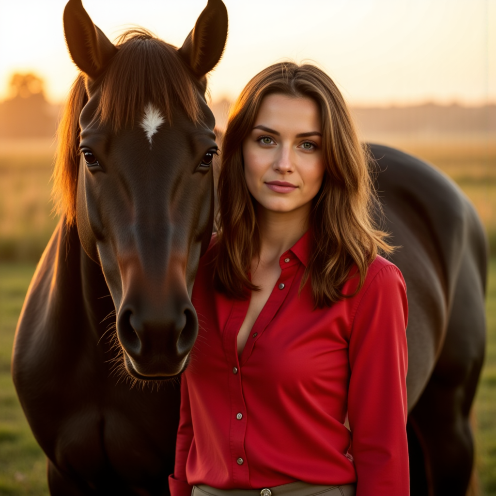 Черная Лошадь & Красный Костюм: Фотосессия - Фотосессия с нейросетью