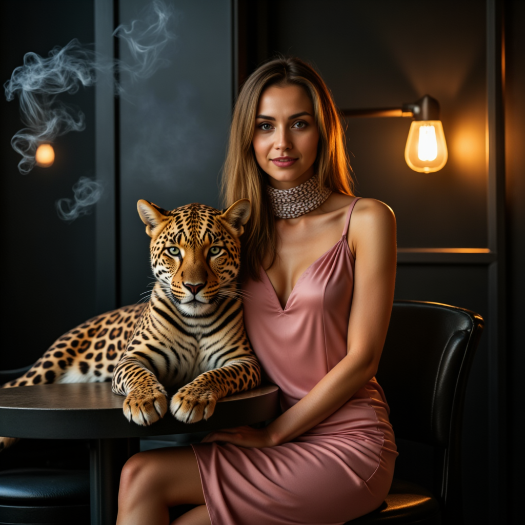 Леопард и джаз: Фотосессия в дымке саксофона
