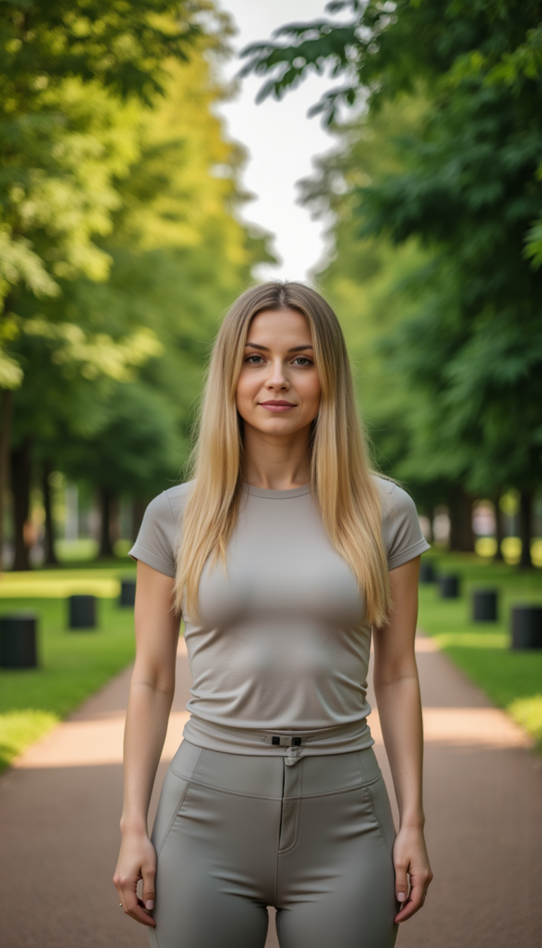 Симметрия и свет: Спортивная фотосессия в парке
