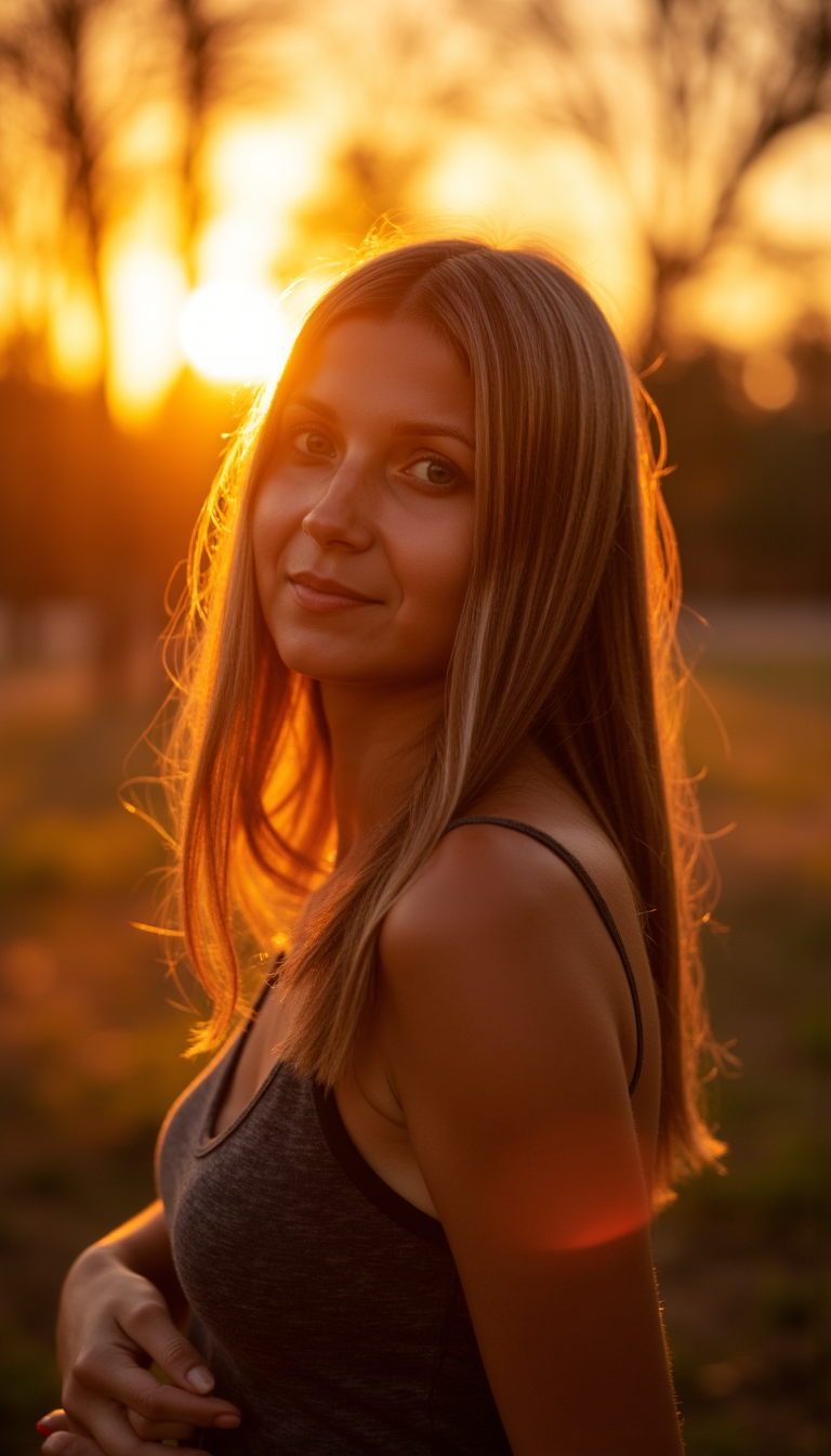 AI Портрет: Золотой час, Canon R6, 85mm
 - Фотосессия с ИИ AIQA