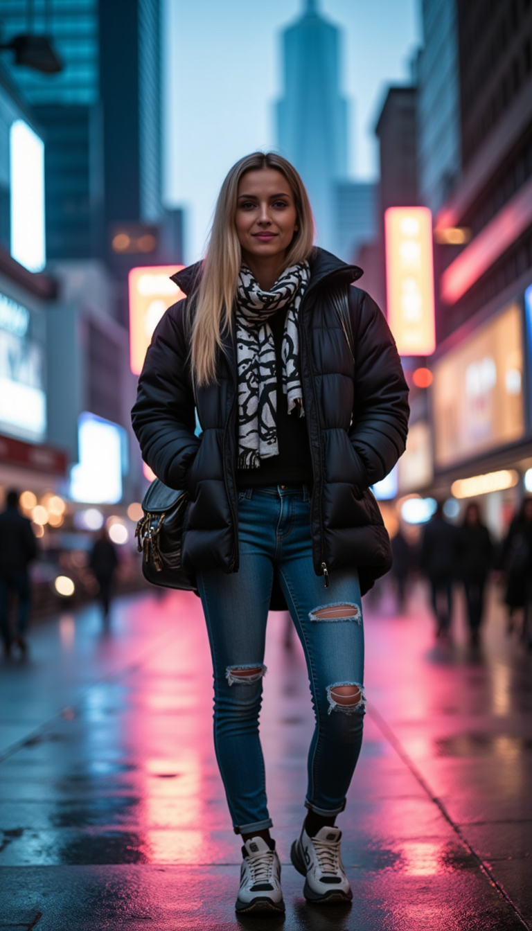 AI Street Style: Canon R5, 85mm & Кино-Эффект
 - Фотосессия с нейросетью