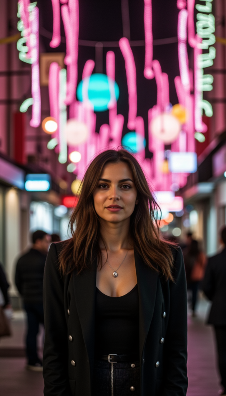 Неон: Симметрия и Кино (Sony A1, 50mm)
 - Фотосессия с нейросетью