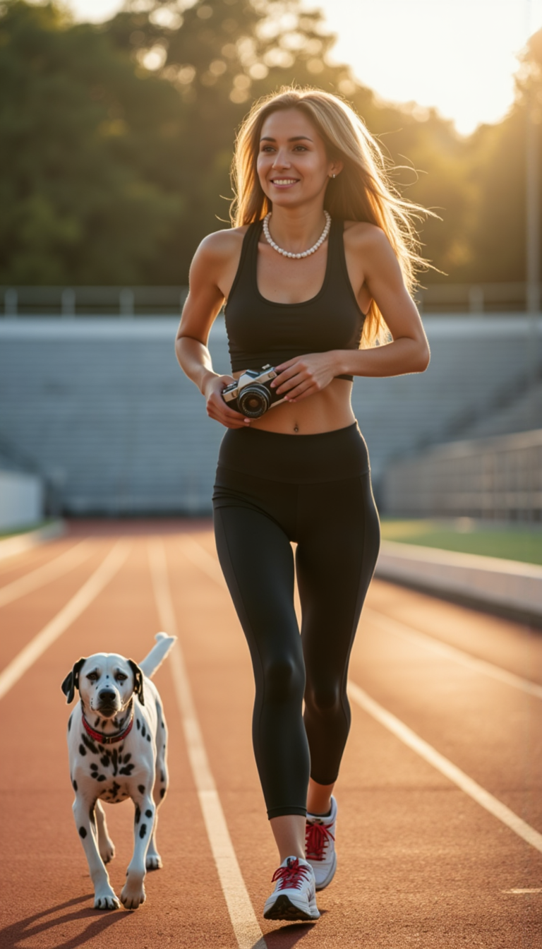 Спорт и Грация: Фотосессия с Далматином и Ретро-Камерой
