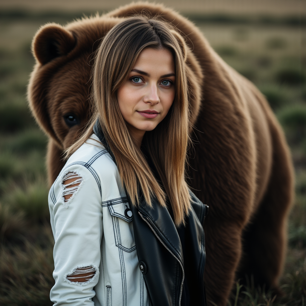 Медведь & Мода: Уличный Портрет с Душой - Фотосессия с ИИ AIQA