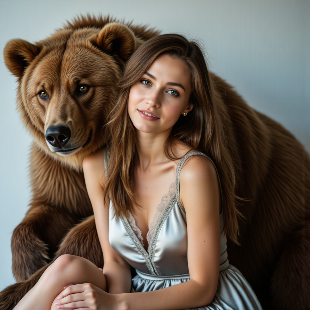 Секреты фотосессии с медведем: романтика и сила - Фотосессия с ИИ AIQA