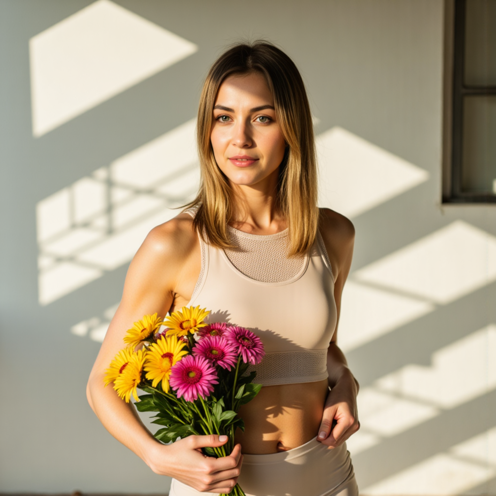 Спортивная фотосессия с цветами: свежо и естественно
 - Фотосессия с нейросетью