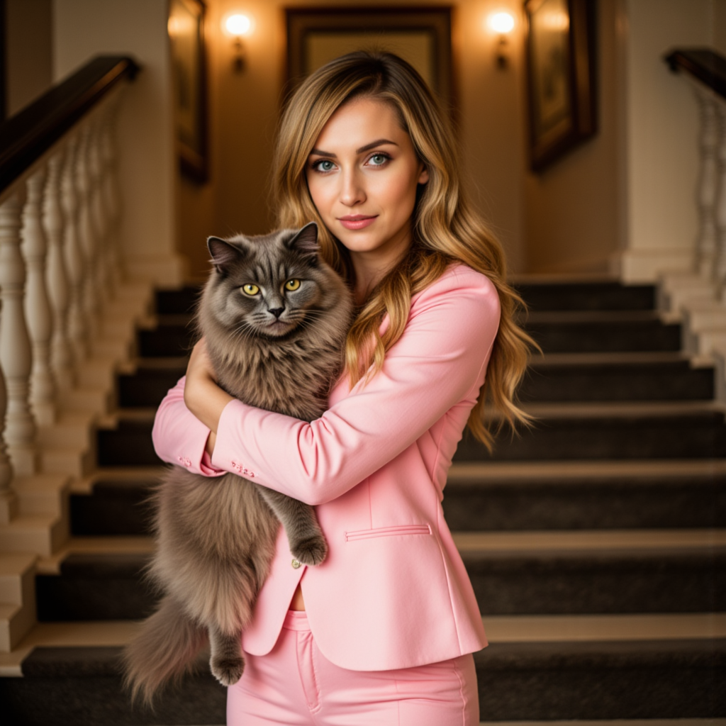Гламурная фотосессия с кошкой: шелковый шик и мрамор
 - Фотосессия с нейросетью