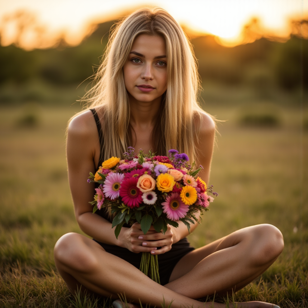 Фотосессия с цветами: Золотой час и 85mm
 - Фотосессия с ИИ AIQA