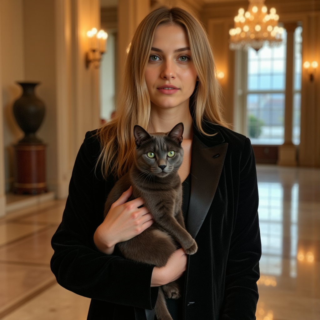 Фотосессия с кошкой: Роскошь в бархате и шелке
 - Фотосессия с нейросетью