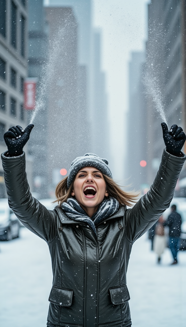 Зимняя магия: снег вверх! Sony A7 IV, 85mm
 - Фотосессия с ИИ AIQA