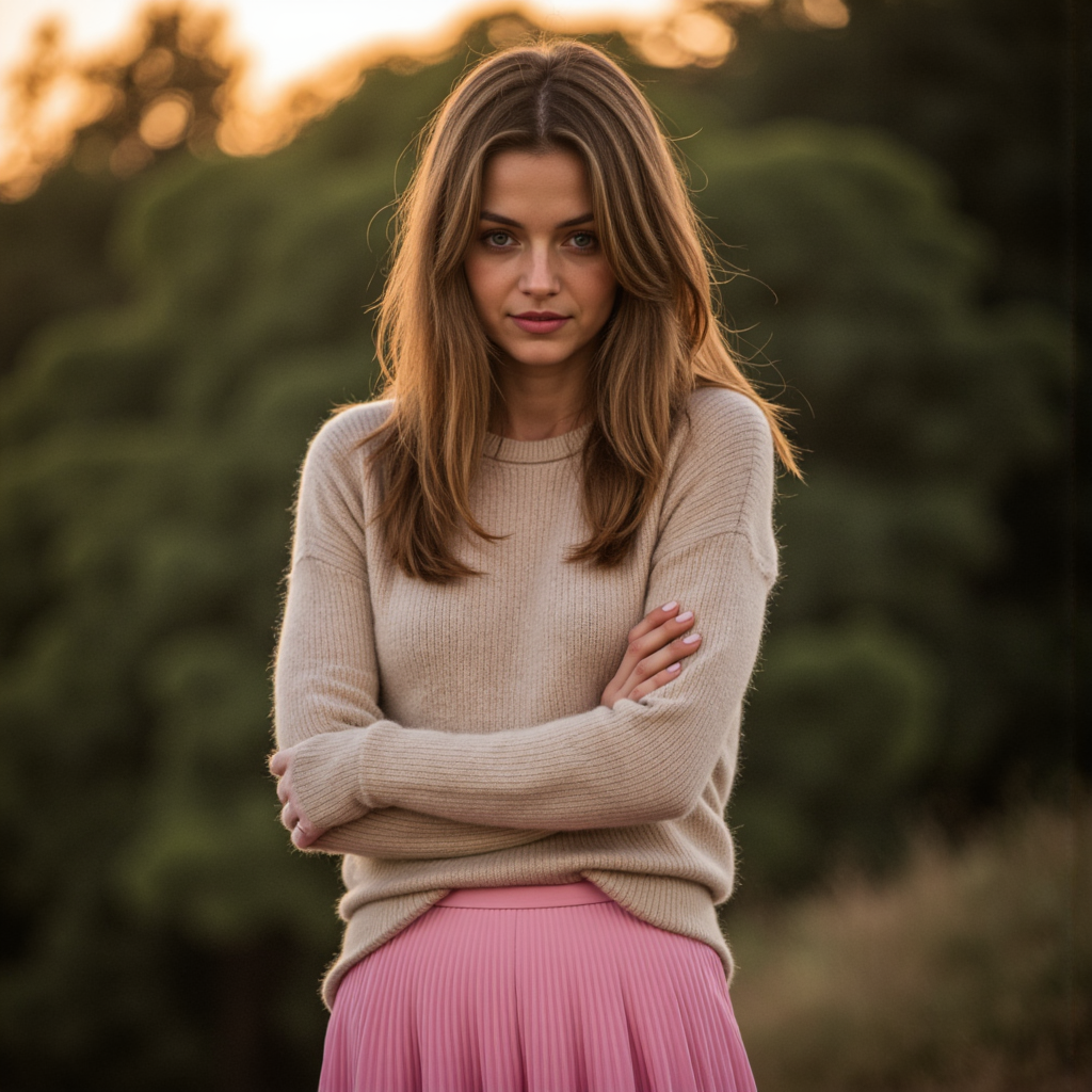 Заменть лицо на фото нейросеть онлайн: Preppy Golden Hour - Фотосессия с нейросетью