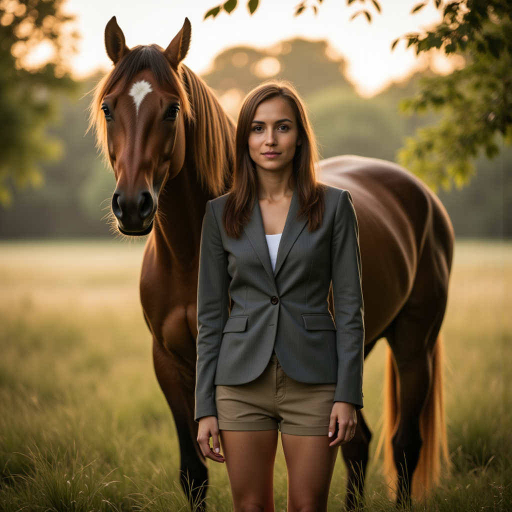 Спорт-шик с конем: RAW-фотосессия - Фотосессия с нейросетью