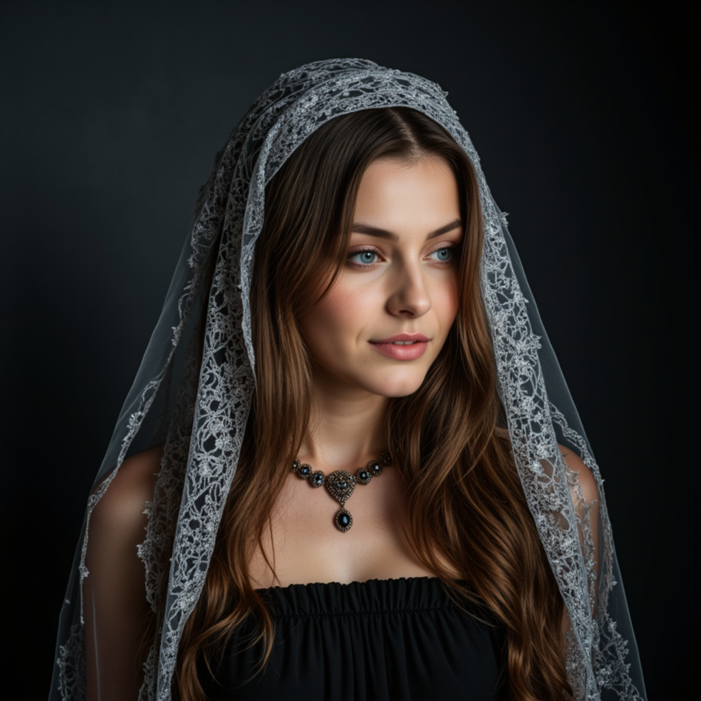 Готика и нейросеть: портрет в серебре - Фотосессия с ИИ AIQA