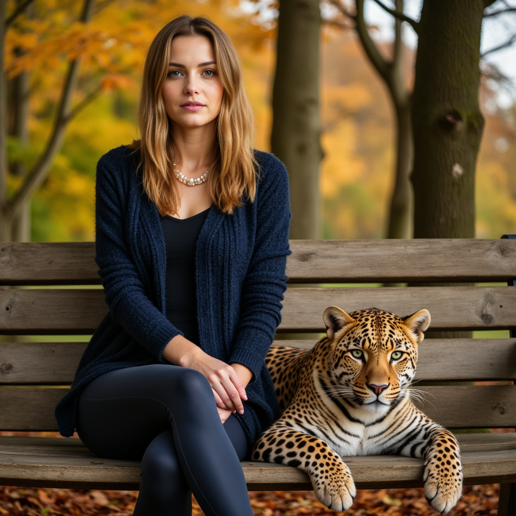 Фотосессия с леопардом: Нежность в осеннем парке
 - Фотосессия с ИИ AIQA