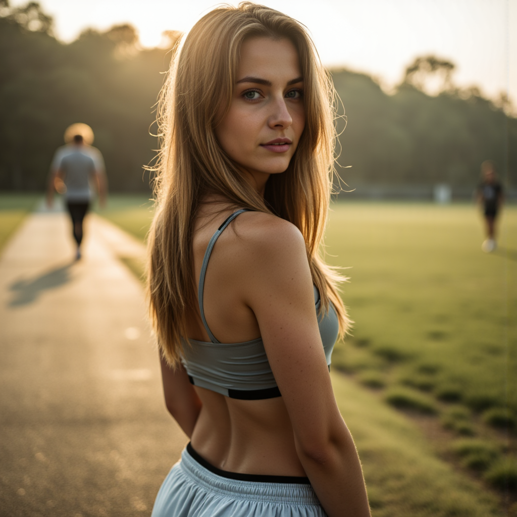 Нежная спорт-фотосессия: Серебро и рассвет
