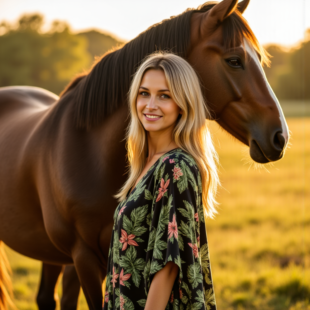 Фотосессия с конем: Кафтан и Тропики - Фотосессия с нейросетью