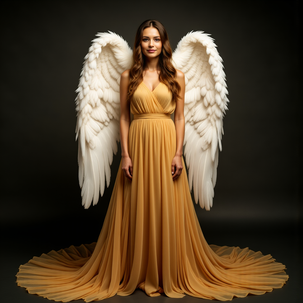 Ангельские крылья: Меланхолия в золоте (RAW фото)
 - Фотосессия с нейросетью